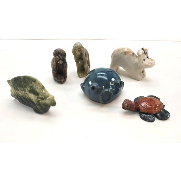 Miniature Animal Figurines Lot of 6 Handcrafted From Stone Resin & Ceramic je167 - Picture 4 of 9
